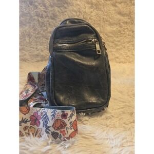 Kenzie Crossbody Bag Vegan Leather With Floral Strap